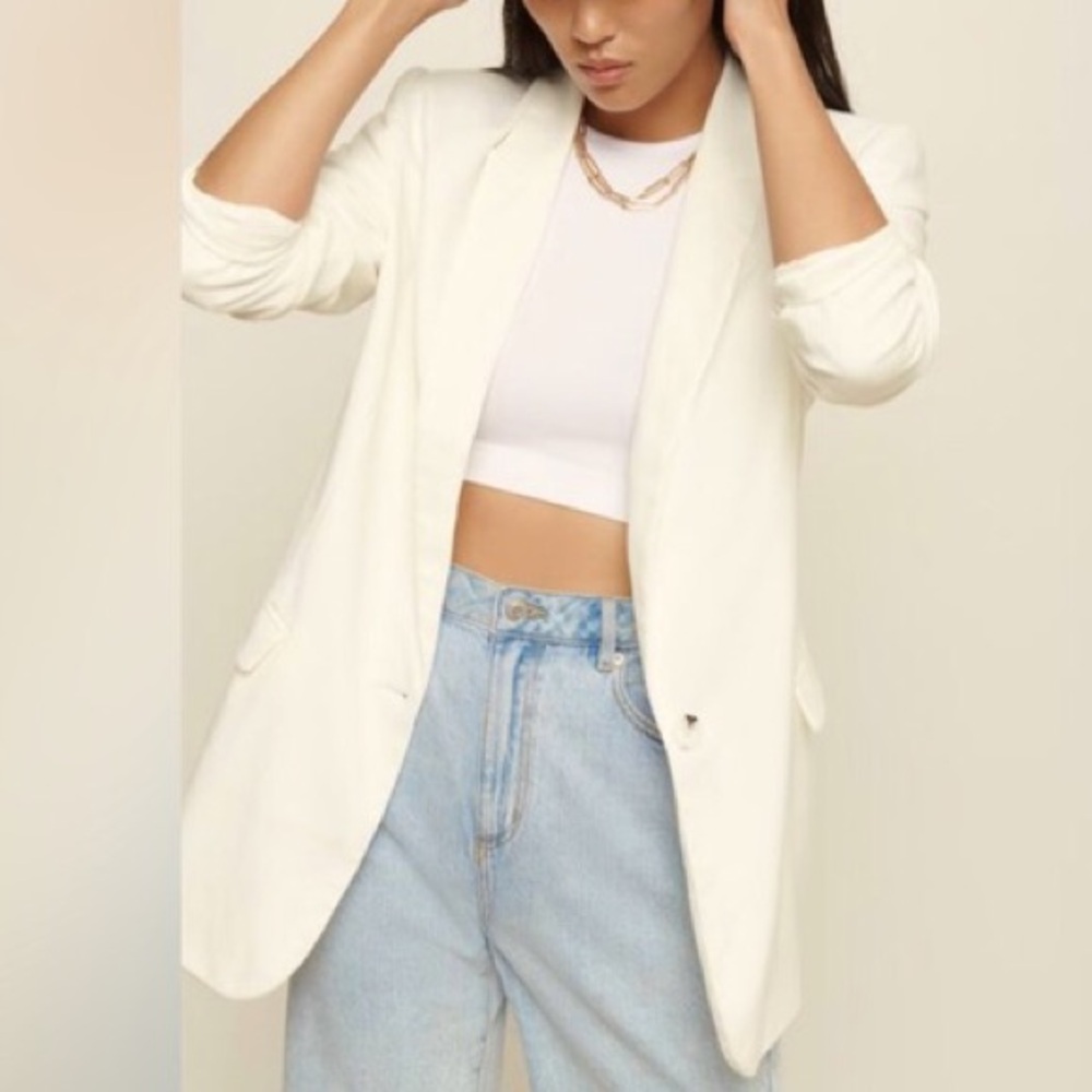Dynamite Tess Veston The 80’s Blazer Roomy Fit Snow White Blazer